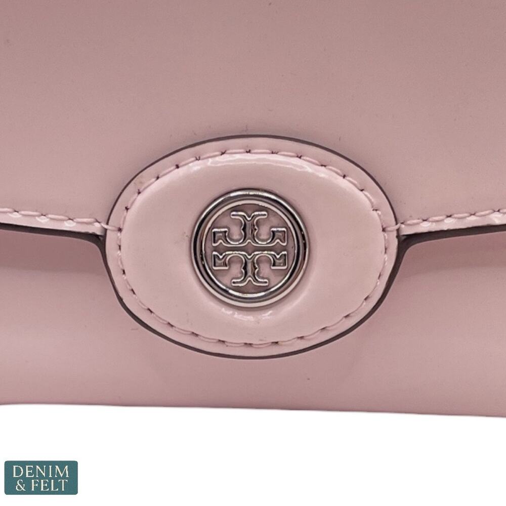NEW Tory Burch Small Robinson Spazzolato Wallet Powder Pink Patent Leather - Picture 5 of 14